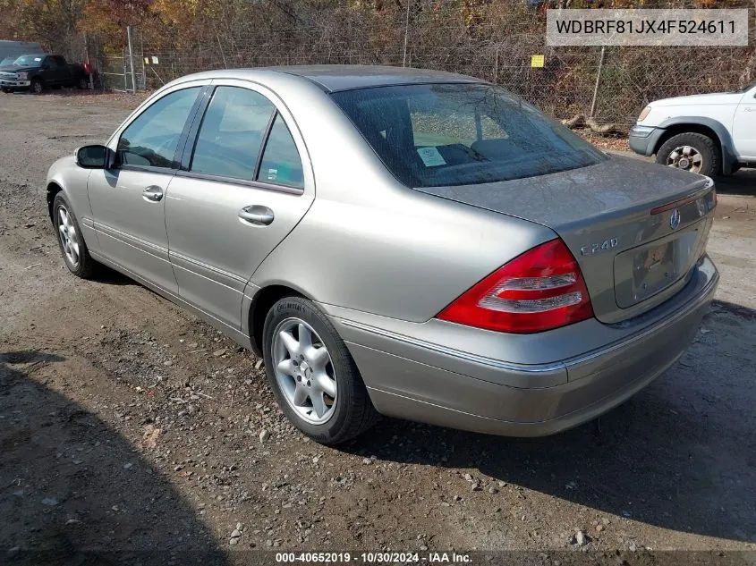 2004 Mercedes-Benz C 240 4Matic VIN: WDBRF81JX4F524611 Lot: 40652019