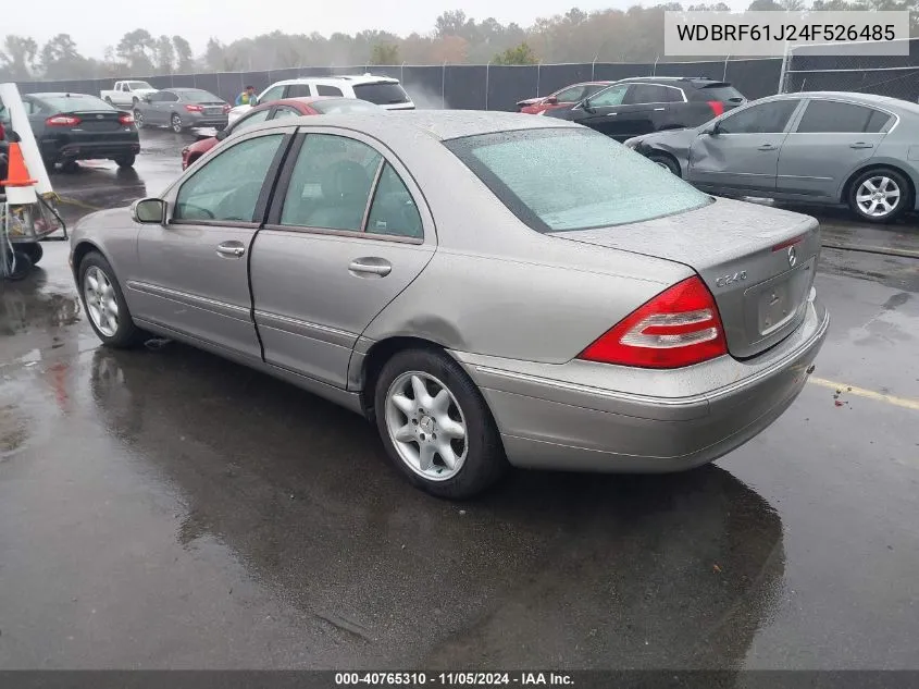 2004 Mercedes-Benz C 240 VIN: WDBRF61J24F526485 Lot: 40765310