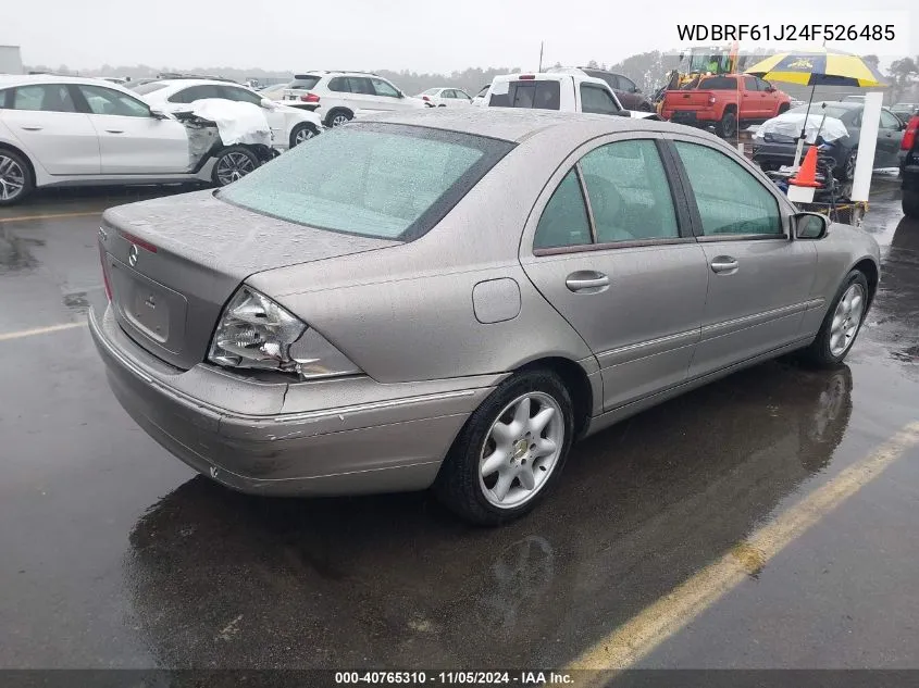 2004 Mercedes-Benz C 240 VIN: WDBRF61J24F526485 Lot: 40765310