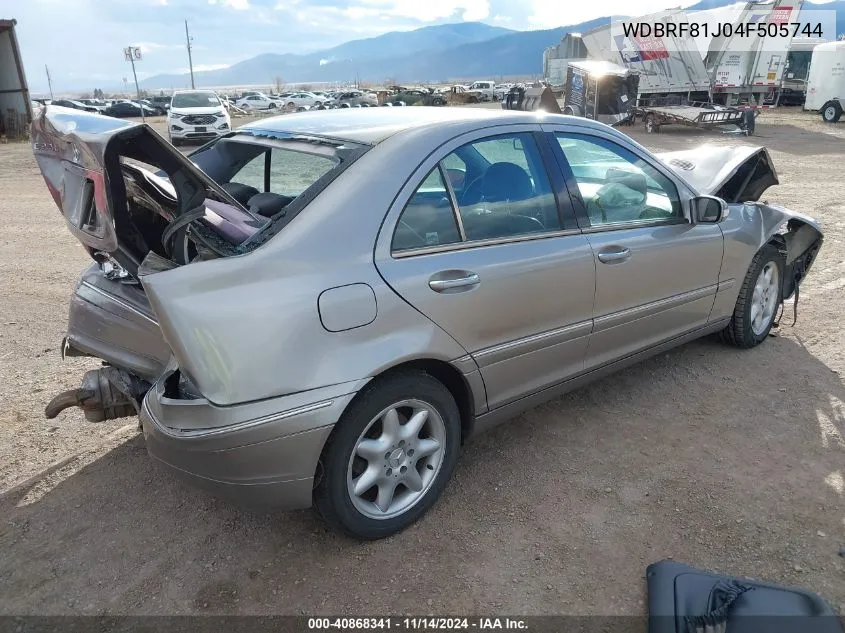 2004 Mercedes-Benz C 240 4Matic VIN: WDBRF81J04F505744 Lot: 40868341