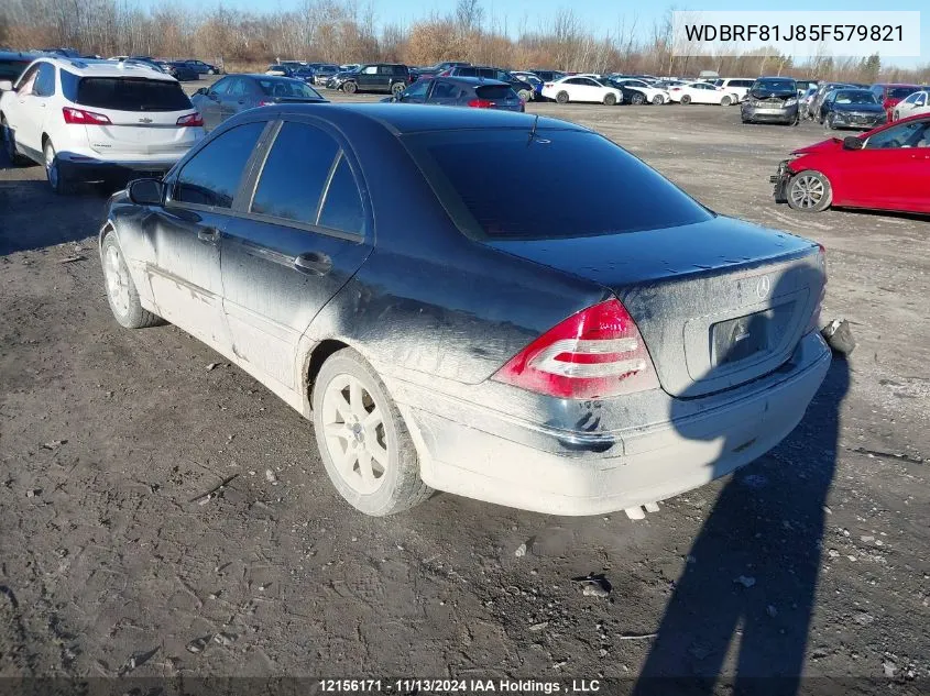 2005 Mercedes-Benz C-Class VIN: WDBRF81J85F579821 Lot: 12156171