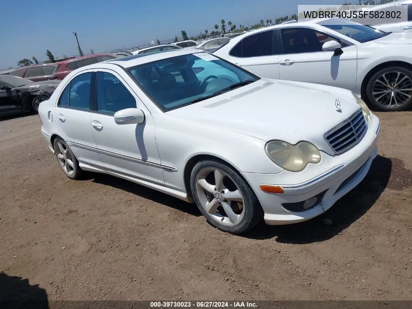 2005 Mercedes-Benz C 230 Kompressor Sport VIN: WDBRF40J55F582802 Lot: 39730023