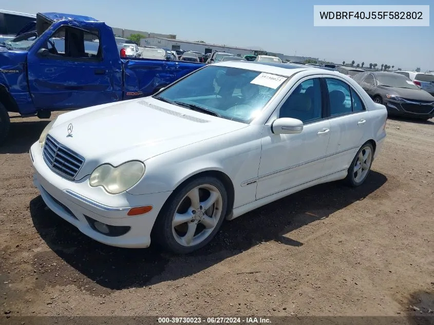 2005 Mercedes-Benz C 230 Kompressor Sport VIN: WDBRF40J55F582802 Lot: 39730023