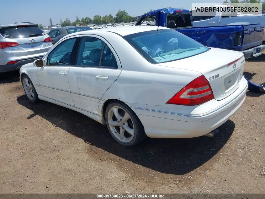 2005 Mercedes-Benz C 230 Kompressor Sport VIN: WDBRF40J55F582802 Lot: 39730023