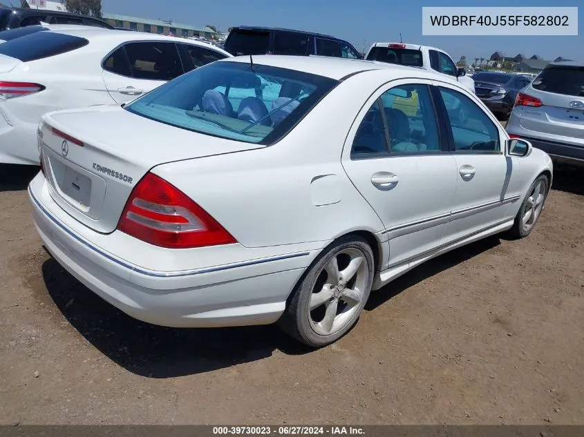 2005 Mercedes-Benz C 230 Kompressor Sport VIN: WDBRF40J55F582802 Lot: 39730023