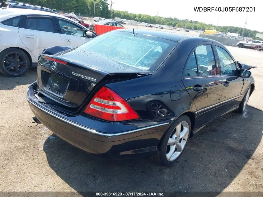 2005 Mercedes-Benz C 230 Kompressor Sport VIN: WDBRF40J05F687201 Lot: 39816920