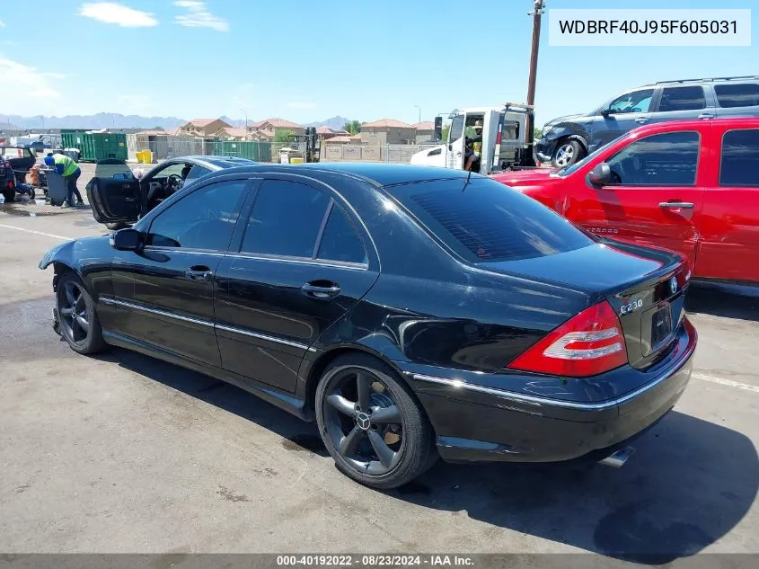 2005 Mercedes-Benz C 230 Kompressor Sport VIN: WDBRF40J95F605031 Lot: 40192022