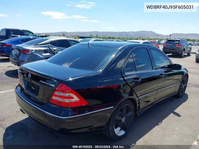 2005 Mercedes-Benz C 230 Kompressor Sport VIN: WDBRF40J95F605031 Lot: 40192022