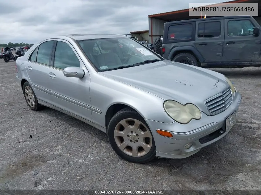 2005 Mercedes-Benz C 240 4Matic VIN: WDBRF81J75F664486 Lot: 40276726