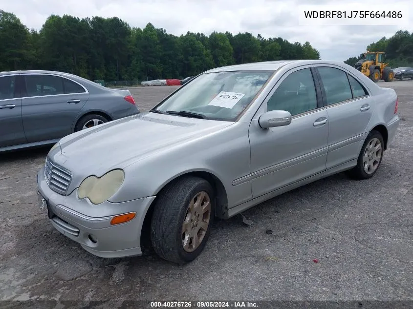 2005 Mercedes-Benz C 240 4Matic VIN: WDBRF81J75F664486 Lot: 40276726