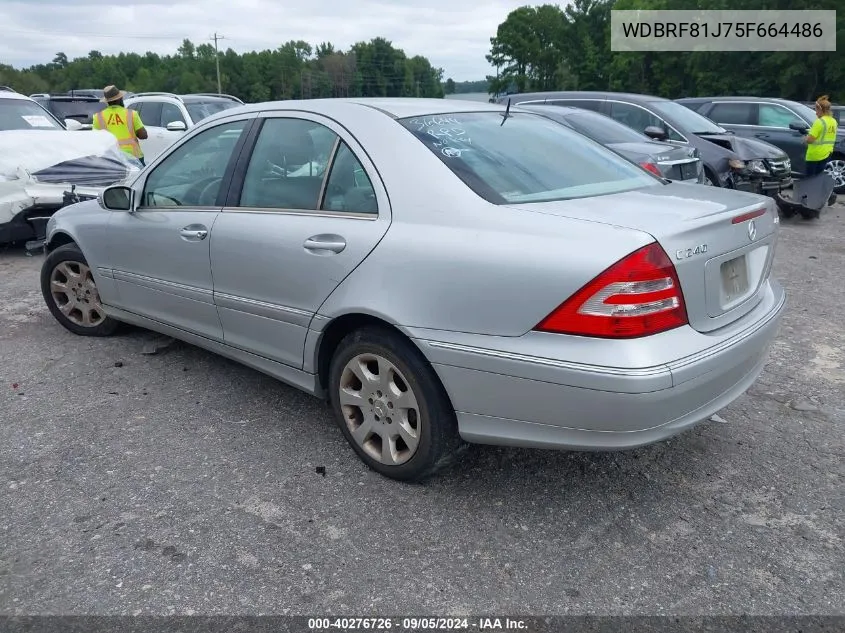 2005 Mercedes-Benz C 240 4Matic VIN: WDBRF81J75F664486 Lot: 40276726