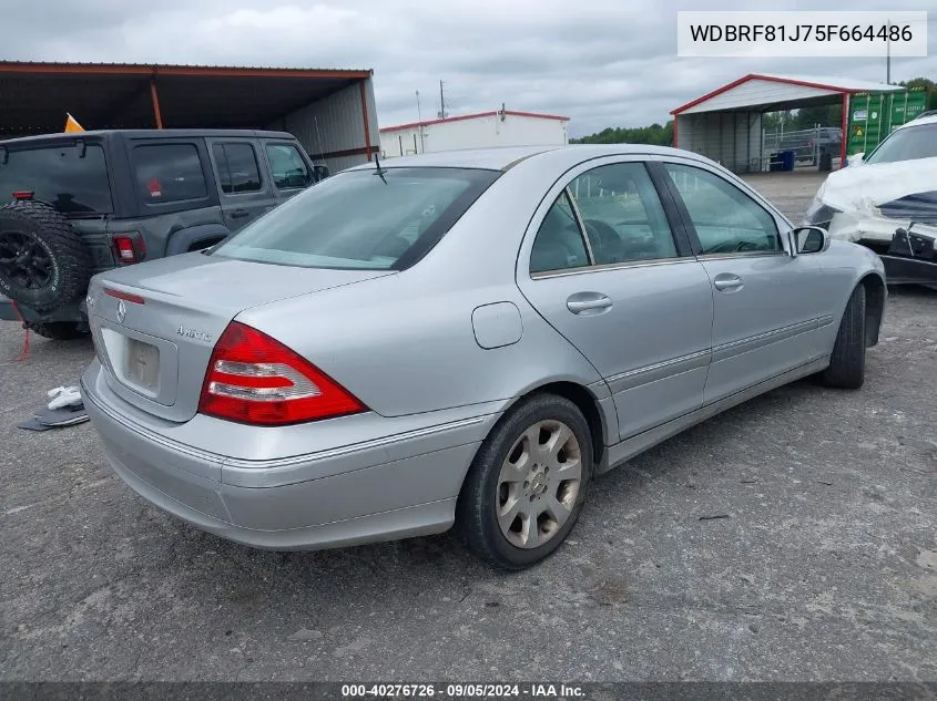 2005 Mercedes-Benz C 240 4Matic VIN: WDBRF81J75F664486 Lot: 40276726