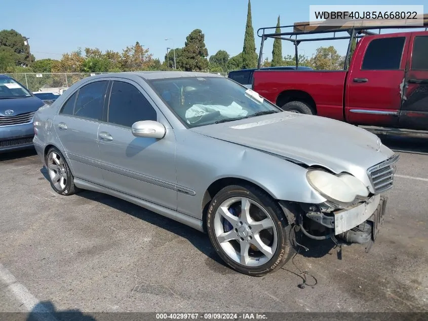 2005 Mercedes-Benz C 230 Kompressor Sport VIN: WDBRF40J85A668022 Lot: 40299767