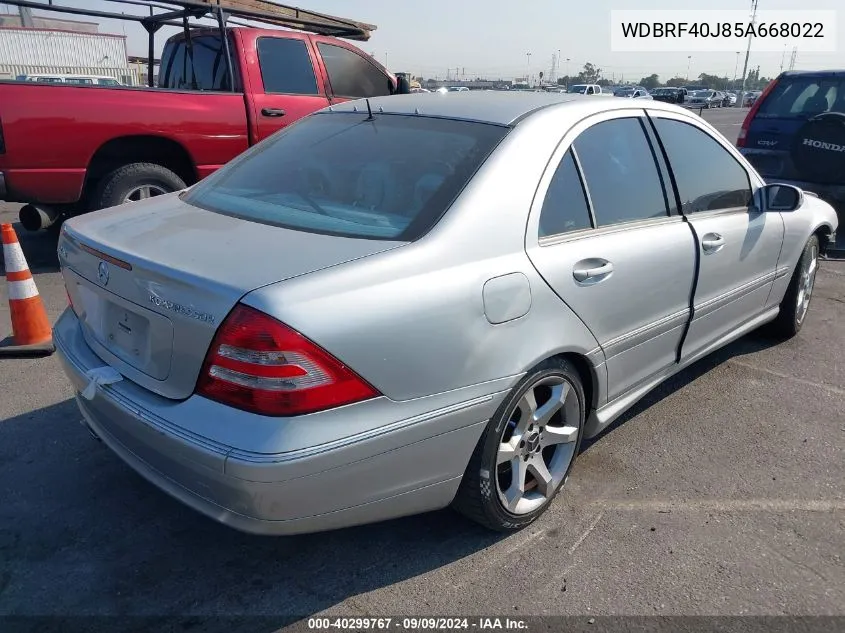 2005 Mercedes-Benz C 230 Kompressor Sport VIN: WDBRF40J85A668022 Lot: 40299767