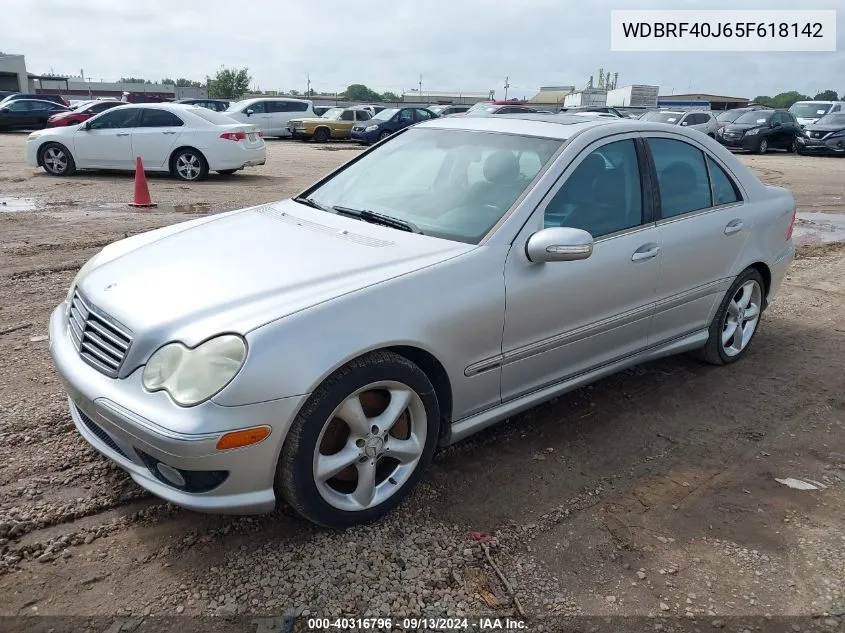 2005 Mercedes-Benz C 230 Kompressor Sport VIN: WDBRF40J65F618142 Lot: 40316796