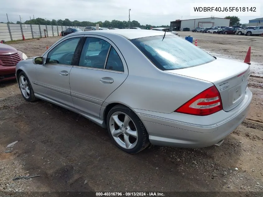 2005 Mercedes-Benz C 230 Kompressor Sport VIN: WDBRF40J65F618142 Lot: 40316796