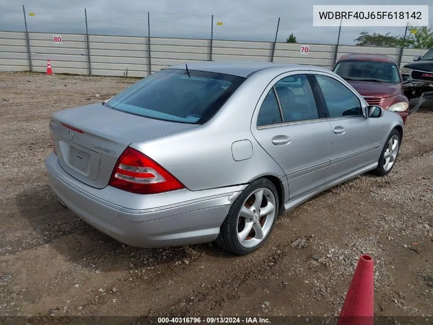 2005 Mercedes-Benz C 230 Kompressor Sport VIN: WDBRF40J65F618142 Lot: 40316796