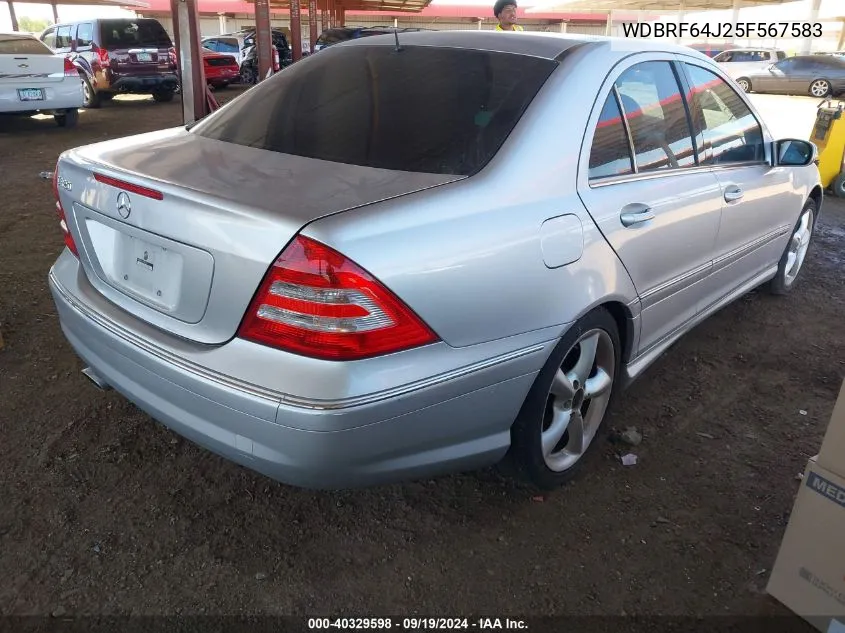 2005 Mercedes-Benz C 320 Luxury/Sport VIN: WDBRF64J25F567583 Lot: 40329598