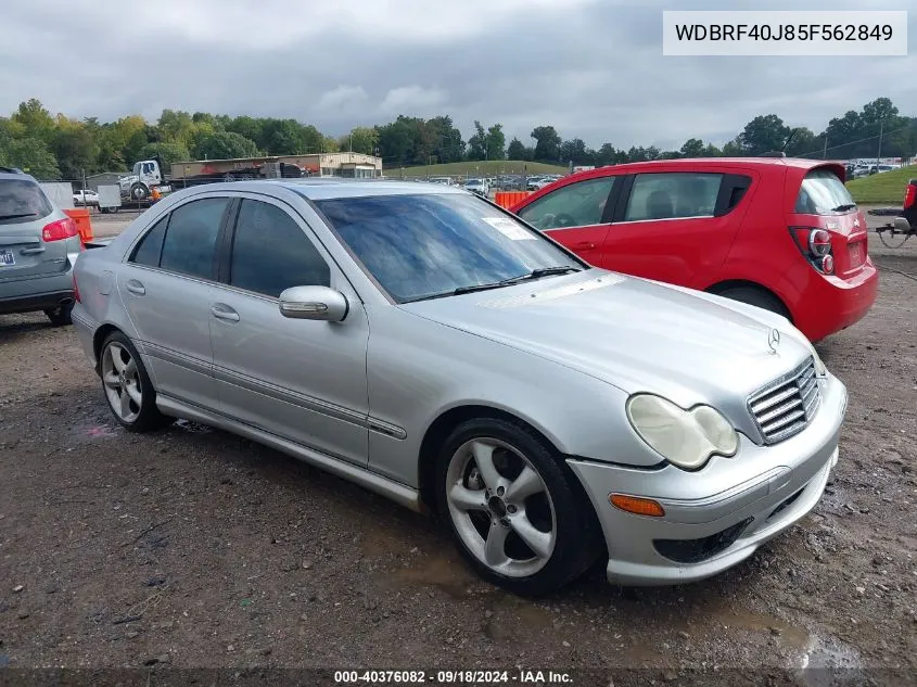 2005 Mercedes-Benz C 230 Kompressor Sport VIN: WDBRF40J85F562849 Lot: 40376082