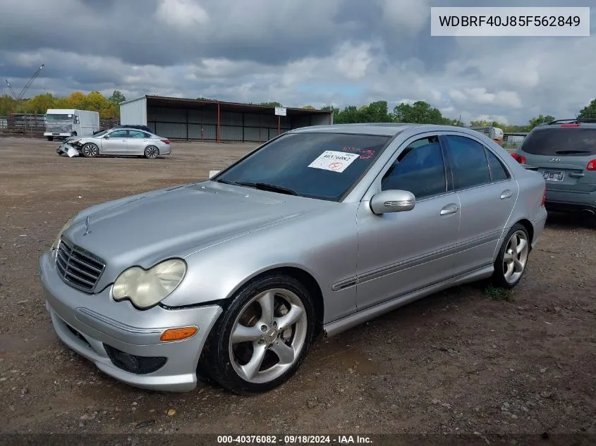 2005 Mercedes-Benz C 230 Kompressor Sport VIN: WDBRF40J85F562849 Lot: 40376082