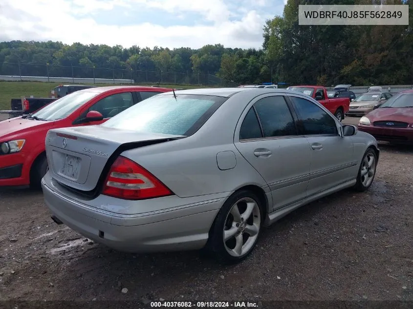 2005 Mercedes-Benz C 230 Kompressor Sport VIN: WDBRF40J85F562849 Lot: 40376082