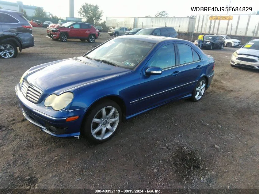 2005 Mercedes-Benz C 230 Kompressor Sport VIN: WDBRF40J95F684829 Lot: 40392119