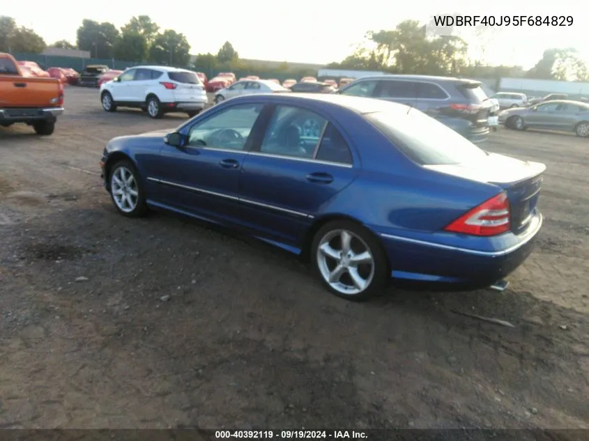 2005 Mercedes-Benz C 230 Kompressor Sport VIN: WDBRF40J95F684829 Lot: 40392119