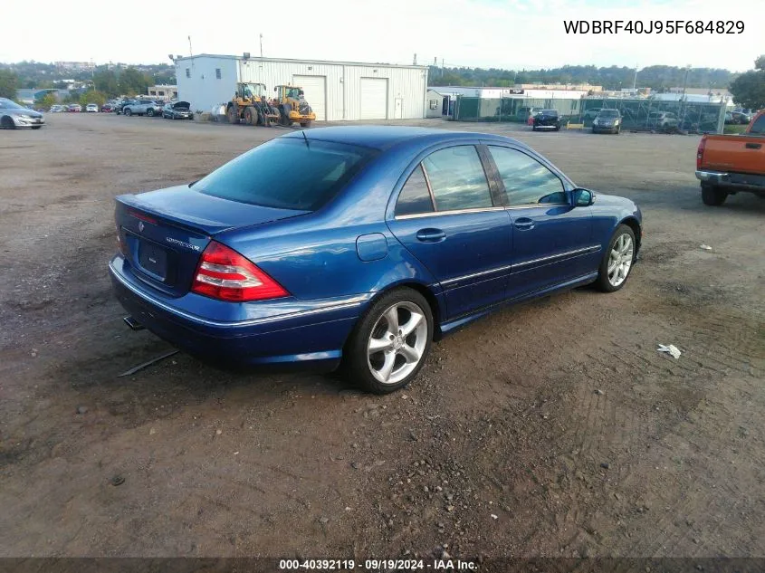 2005 Mercedes-Benz C 230 Kompressor Sport VIN: WDBRF40J95F684829 Lot: 40392119