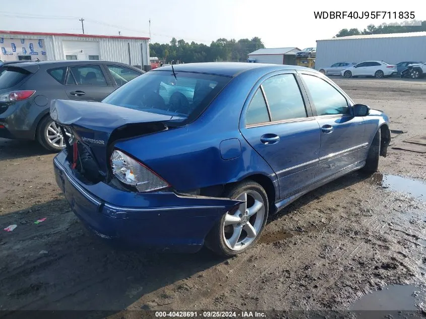 2005 Mercedes-Benz C 230 Kompressor Sport VIN: WDBRF40J95F711835 Lot: 40428691