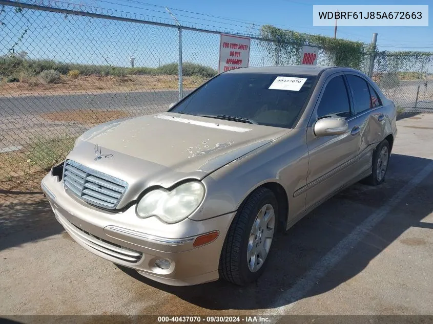 2005 Mercedes-Benz C 240 Luxury VIN: WDBRF61J85A672663 Lot: 40437070