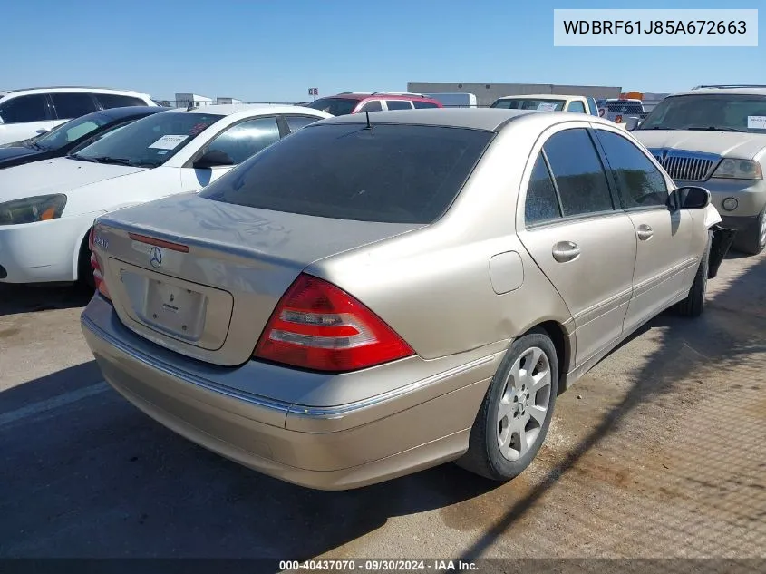 2005 Mercedes-Benz C 240 Luxury VIN: WDBRF61J85A672663 Lot: 40437070