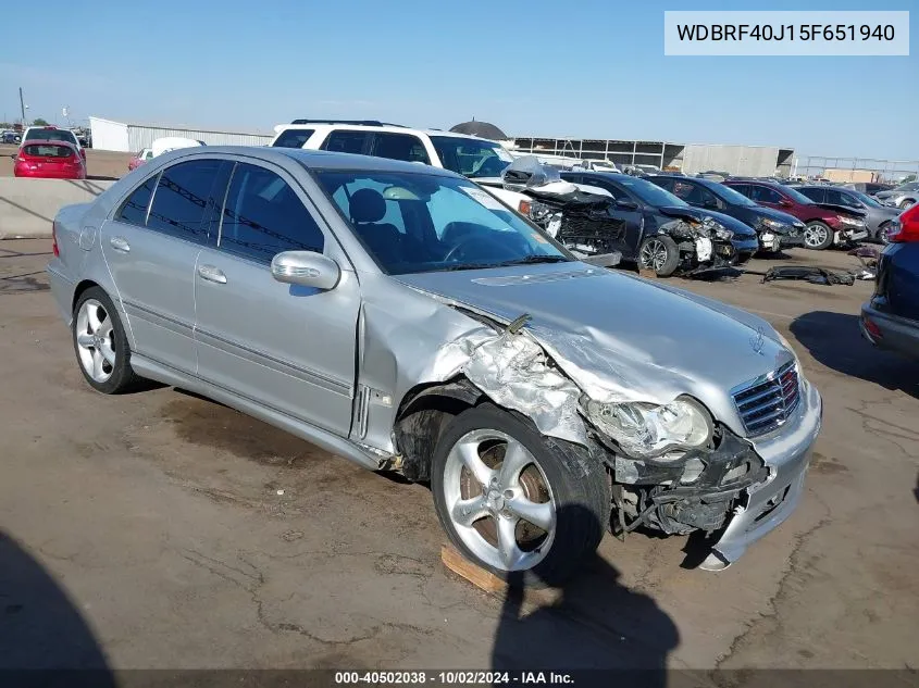 2005 Mercedes-Benz C 230 Kompressor Sport VIN: WDBRF40J15F651940 Lot: 40502038