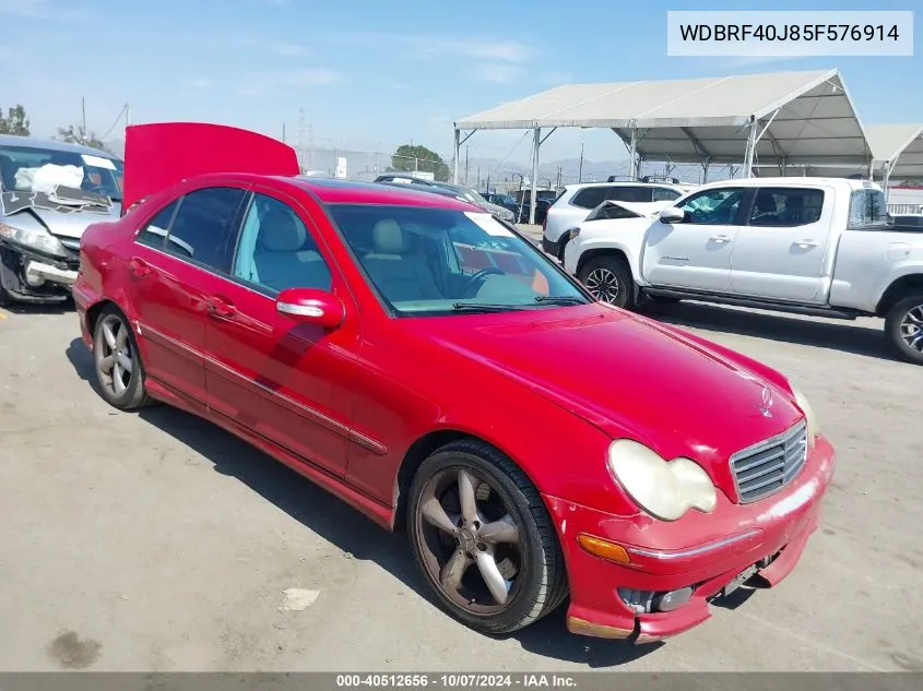 2005 Mercedes-Benz C 230 Kompressor Sport VIN: WDBRF40J85F576914 Lot: 40512656