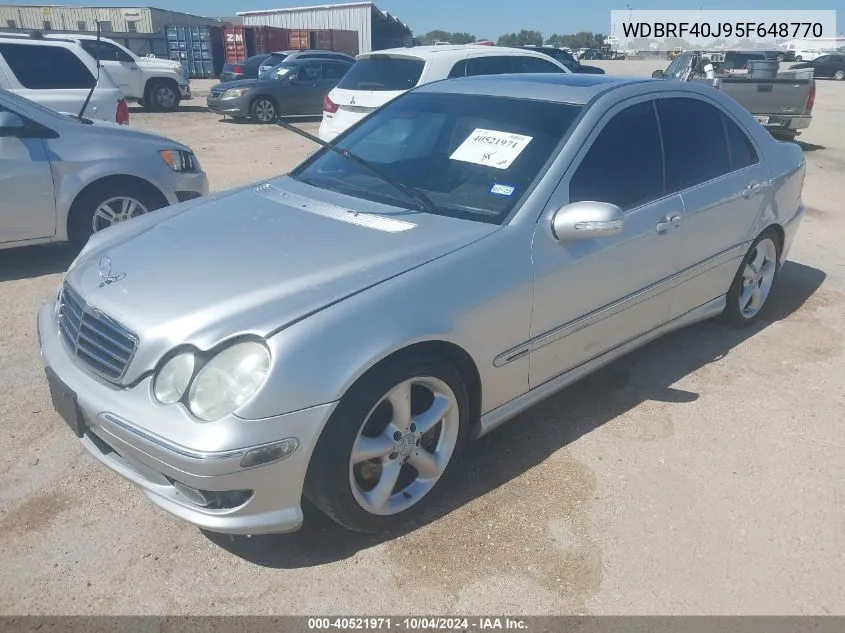 2005 Mercedes-Benz C 230 Kompressor Sport VIN: WDBRF40J95F648770 Lot: 40521971