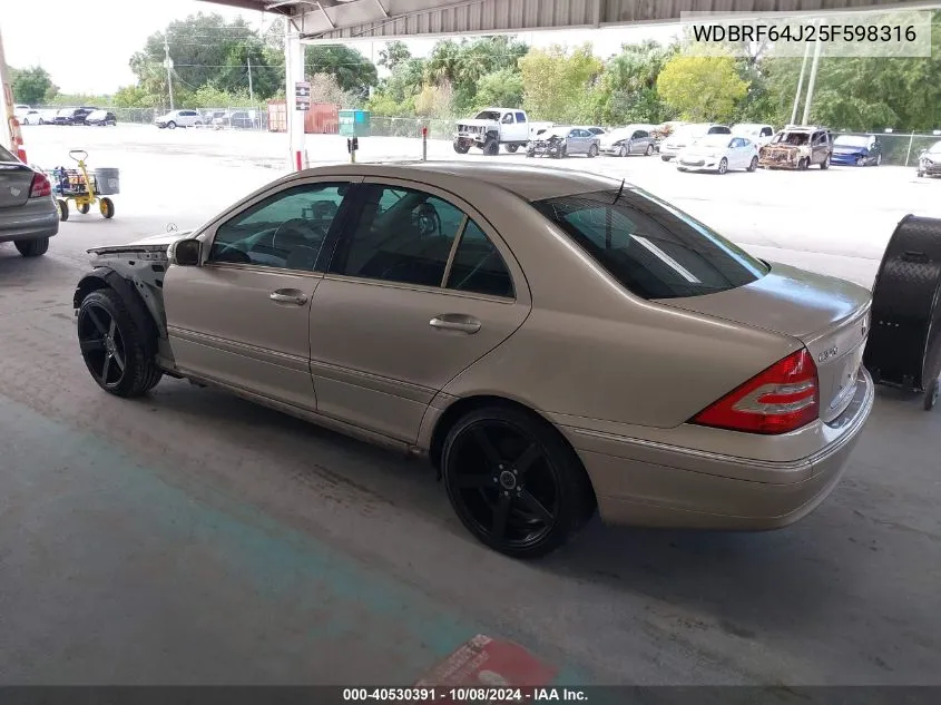 2005 Mercedes-Benz C 320 320 VIN: WDBRF64J25F598316 Lot: 40530391