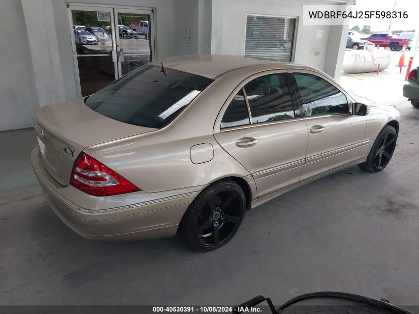 2005 Mercedes-Benz C 320 320 VIN: WDBRF64J25F598316 Lot: 40530391