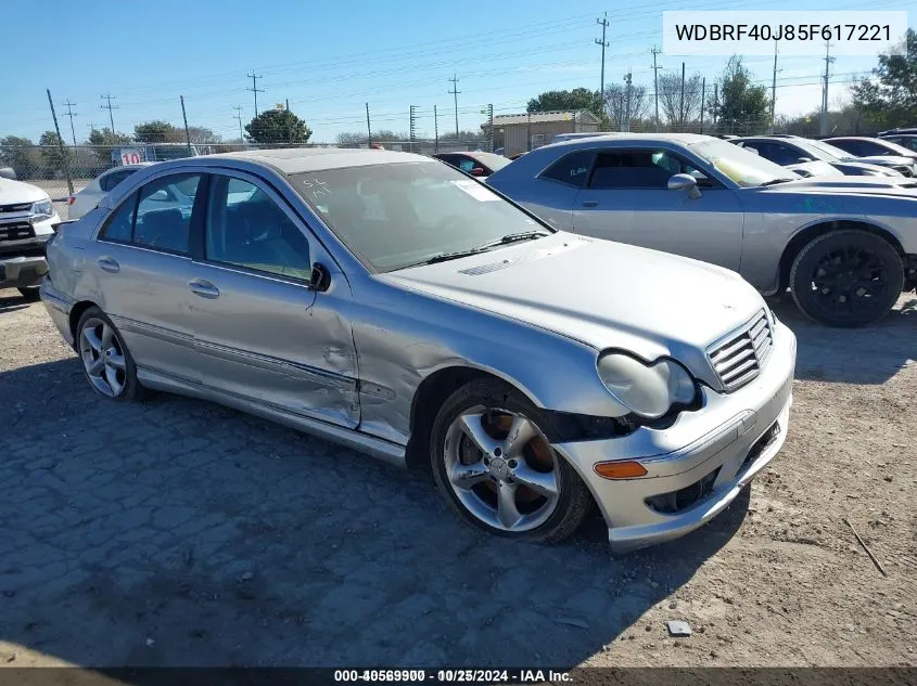 2005 Mercedes-Benz C 230 Kompressor Sport VIN: WDBRF40J85F617221 Lot: 40569900