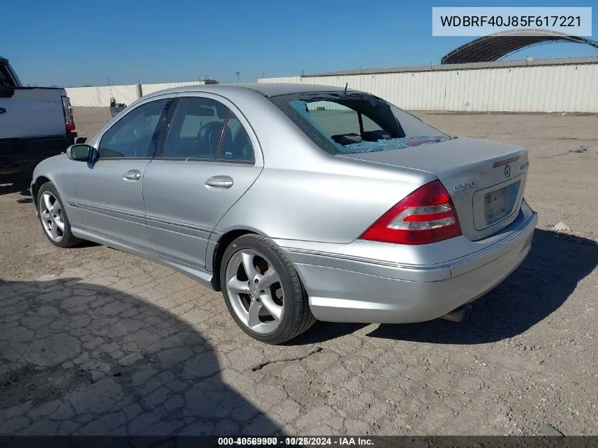 2005 Mercedes-Benz C 230 Kompressor Sport VIN: WDBRF40J85F617221 Lot: 40569900