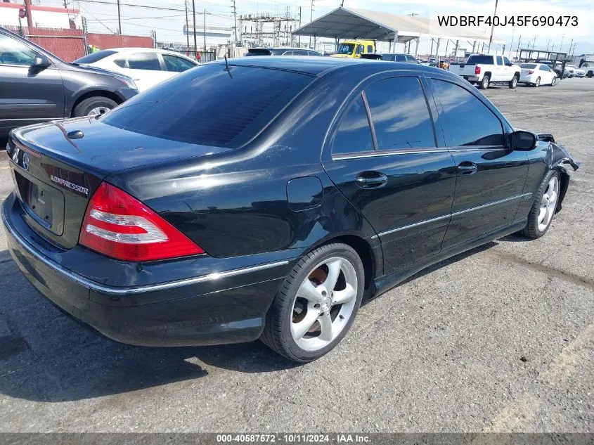 2005 Mercedes-Benz C 230 Kompressor Sport VIN: WDBRF40J45F690473 Lot: 40587572