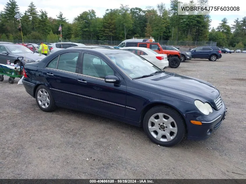 2005 Mercedes-Benz C 320 Luxury/Sport VIN: WDBRF64J75F603008 Lot: 40606120