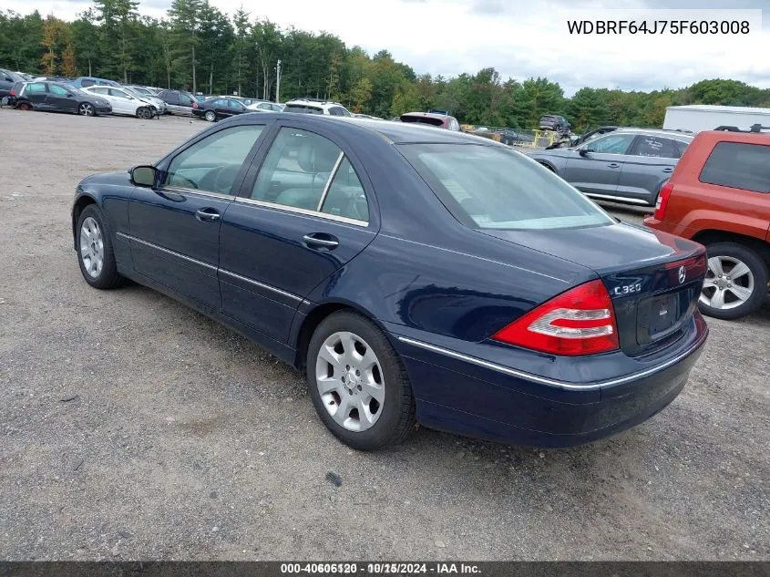 2005 Mercedes-Benz C 320 Luxury/Sport VIN: WDBRF64J75F603008 Lot: 40606120