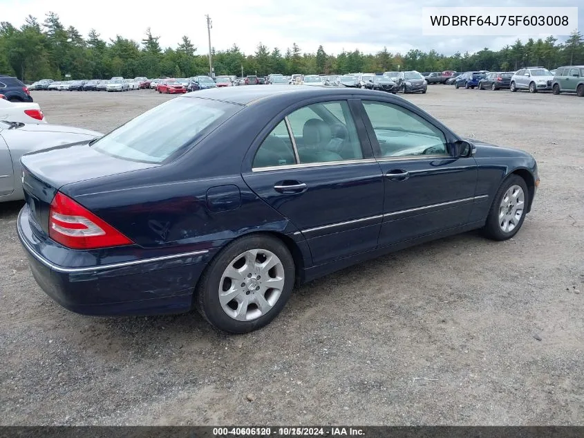 2005 Mercedes-Benz C 320 Luxury/Sport VIN: WDBRF64J75F603008 Lot: 40606120