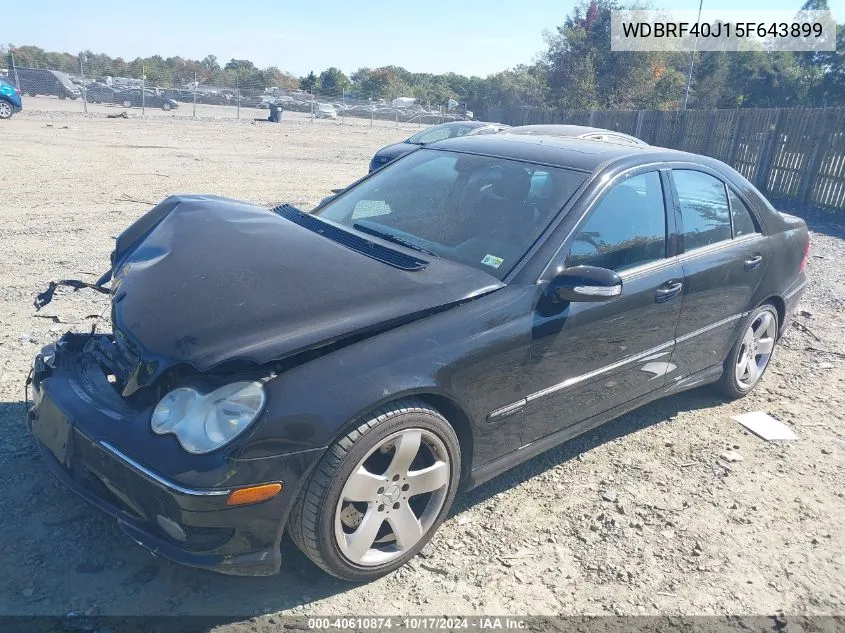 2005 Mercedes-Benz C 230K Sport Sedan VIN: WDBRF40J15F643899 Lot: 40610874