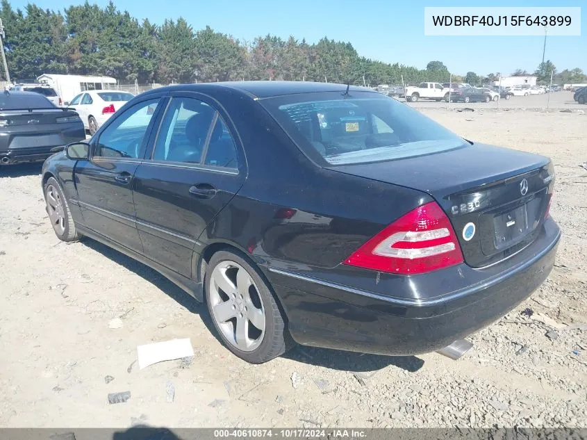 2005 Mercedes-Benz C 230K Sport Sedan VIN: WDBRF40J15F643899 Lot: 40610874