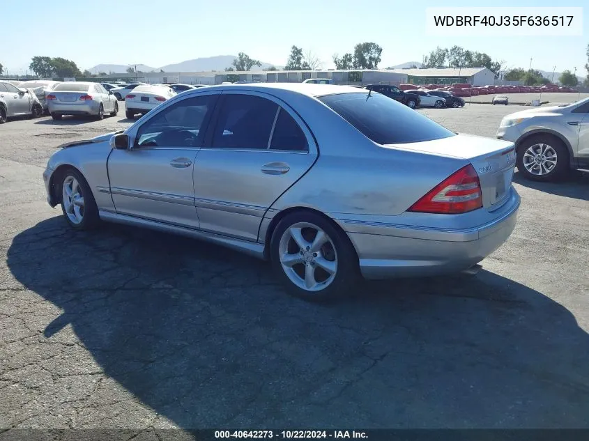 2005 Mercedes-Benz C 230 Kompressor Sport VIN: WDBRF40J35F636517 Lot: 40642273