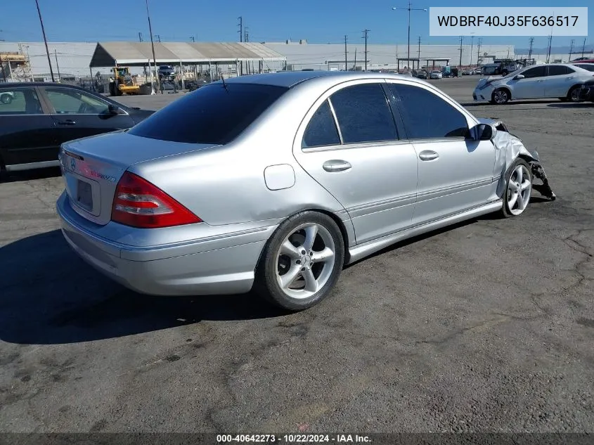 2005 Mercedes-Benz C 230 Kompressor Sport VIN: WDBRF40J35F636517 Lot: 40642273