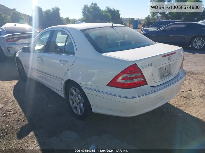 2005 Mercedes-Benz C 240 VIN: WDBRF61J05F574830 Lot: 40654055