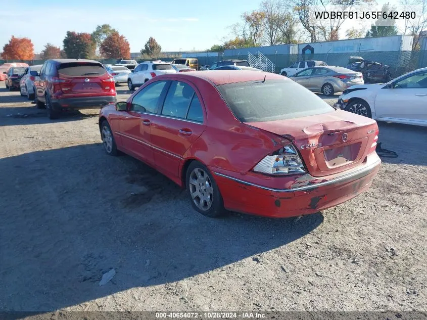 2005 Mercedes-Benz C 240 Luxury 4Matic VIN: WDBRF81J65F642480 Lot: 40654072