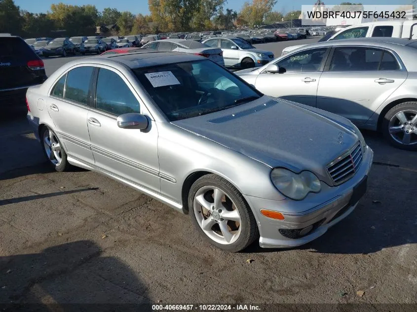 2005 Mercedes-Benz C 230 Kompressor Sport VIN: WDBRF40J75F645432 Lot: 40669457