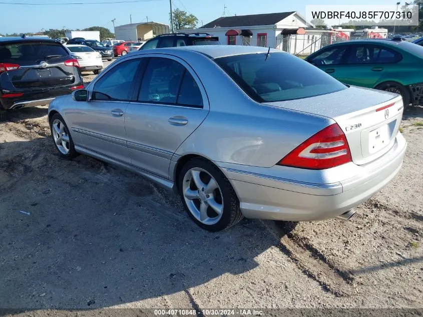 2005 Mercedes-Benz C 230 Kompressor Sport VIN: WDBRF40J85F707310 Lot: 40710848